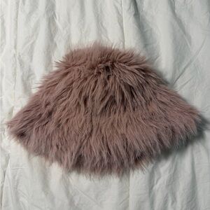 Faux Fur Bucket Hat in Dusty Rose